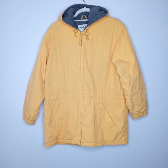 Eddie Bauer yellow jacket with gray fleece lining size small - Picture 1 of 10